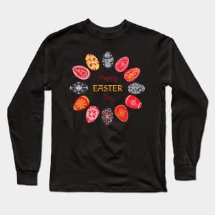 Happy Easter day Pysanka - circle of Easter eggs Long Sleeve T-Shirt